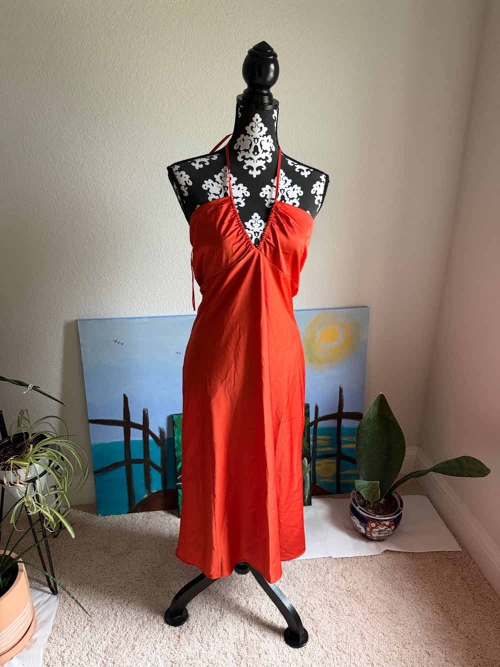 Abercrombie & Fitch Bright orange midi dress